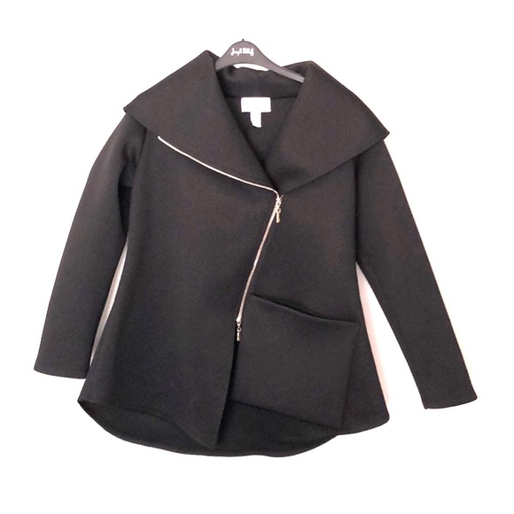Joseph Ribkoff Jackets & Blazers - JOSEPH RIBKOFF Textured COAT, Asymmetric Zip, Hood